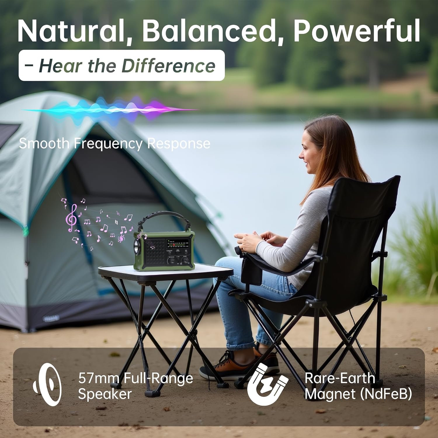 Solar Radio Emergency Hand Crank 12000mAh with Clear Signal | AM FM NOAA Weather Radio Battery Operated with 2-Mode LED Flashlight Cell Phone Charger Dual Outputs SOS - Image 4