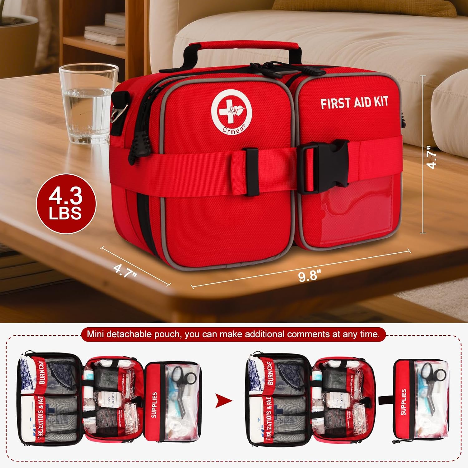 516 Piece First Aid Kit for Car, Travel & Home, FSA Eligible HSA Items - Large Professional Waterproof Compact Labeled Emergency Kit with Molle Shoulder Strap for Camping, Hiking & Survival - Image 5