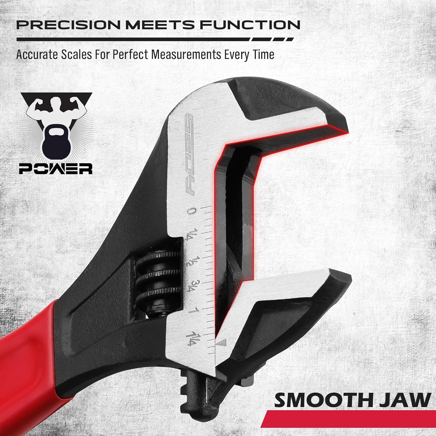 SEDY Adjustable Wrench Set Pipe Spanner: 6" 8" 10" Wide Jaw Black Oxide Wrench With Cushion Grip, Laser Marked Metric & SAE Scales, CR-V Steel for Professional - Image 3