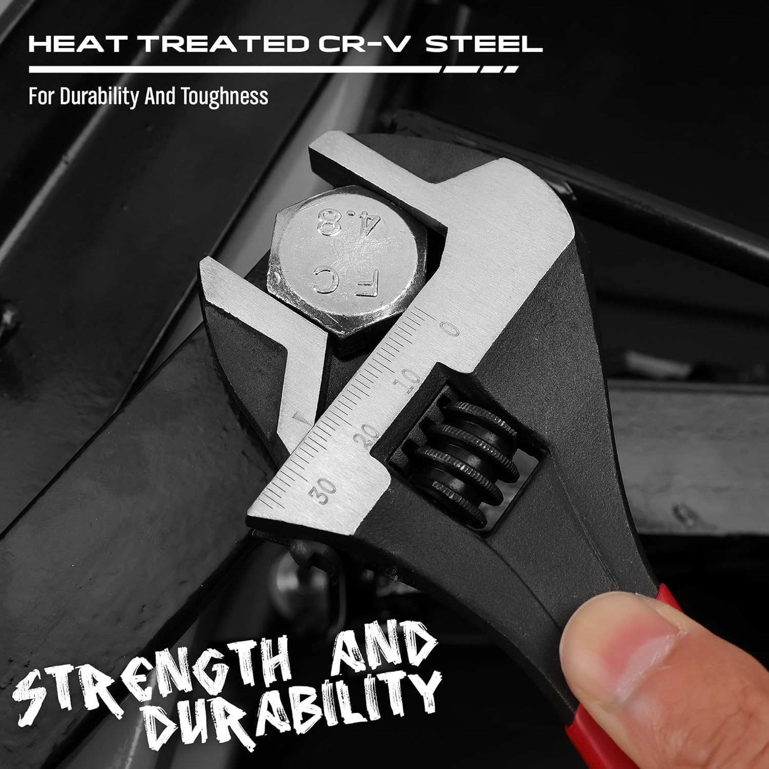 SEDY Adjustable Wrench Set Pipe Spanner: 6" 8" 10" Wide Jaw Black Oxide Wrench With Cushion Grip, Laser Marked Metric & SAE Scales, CR-V Steel for Professional - Image 6