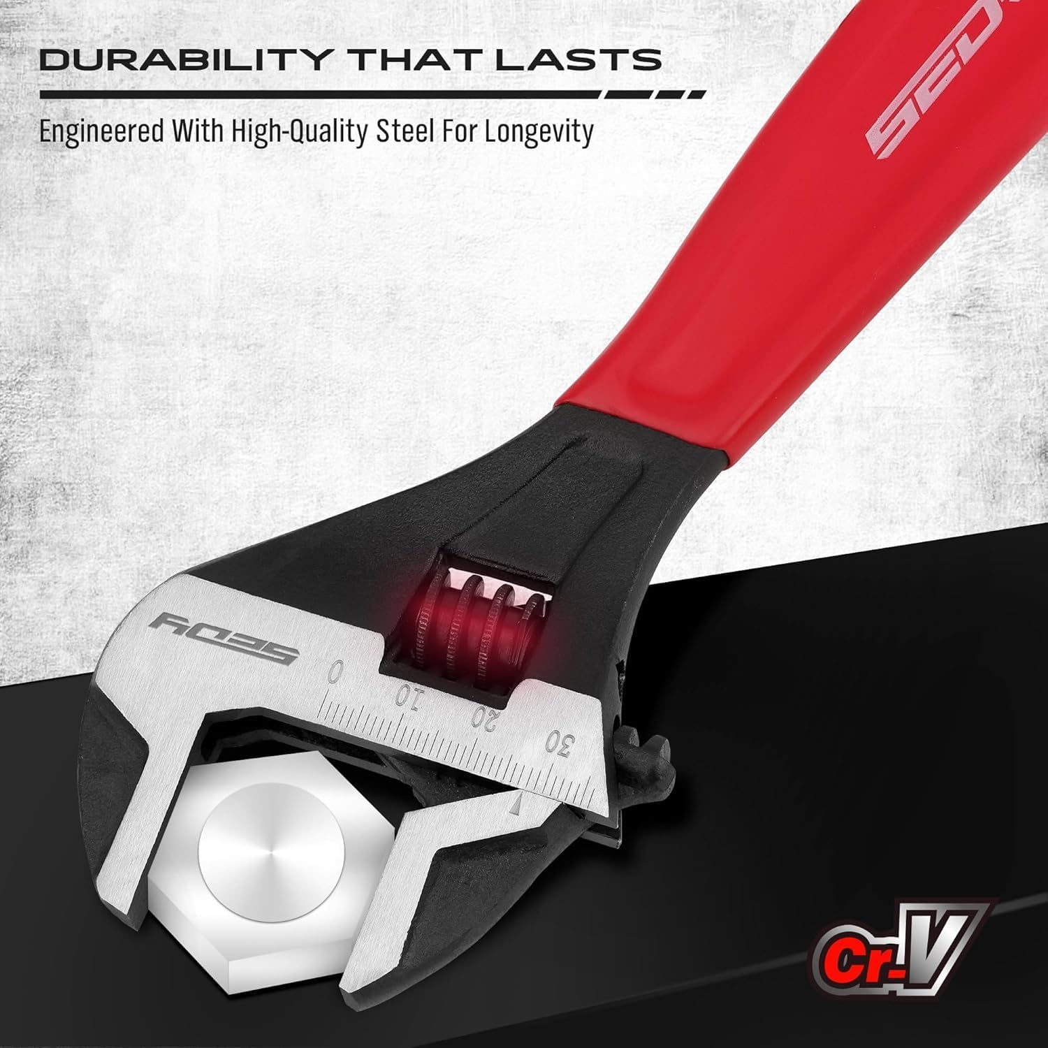 SEDY Adjustable Wrench Set Pipe Spanner: 6" 8" 10" Wide Jaw Black Oxide Wrench With Cushion Grip, Laser Marked Metric & SAE Scales, CR-V Steel for Professional - Image 7