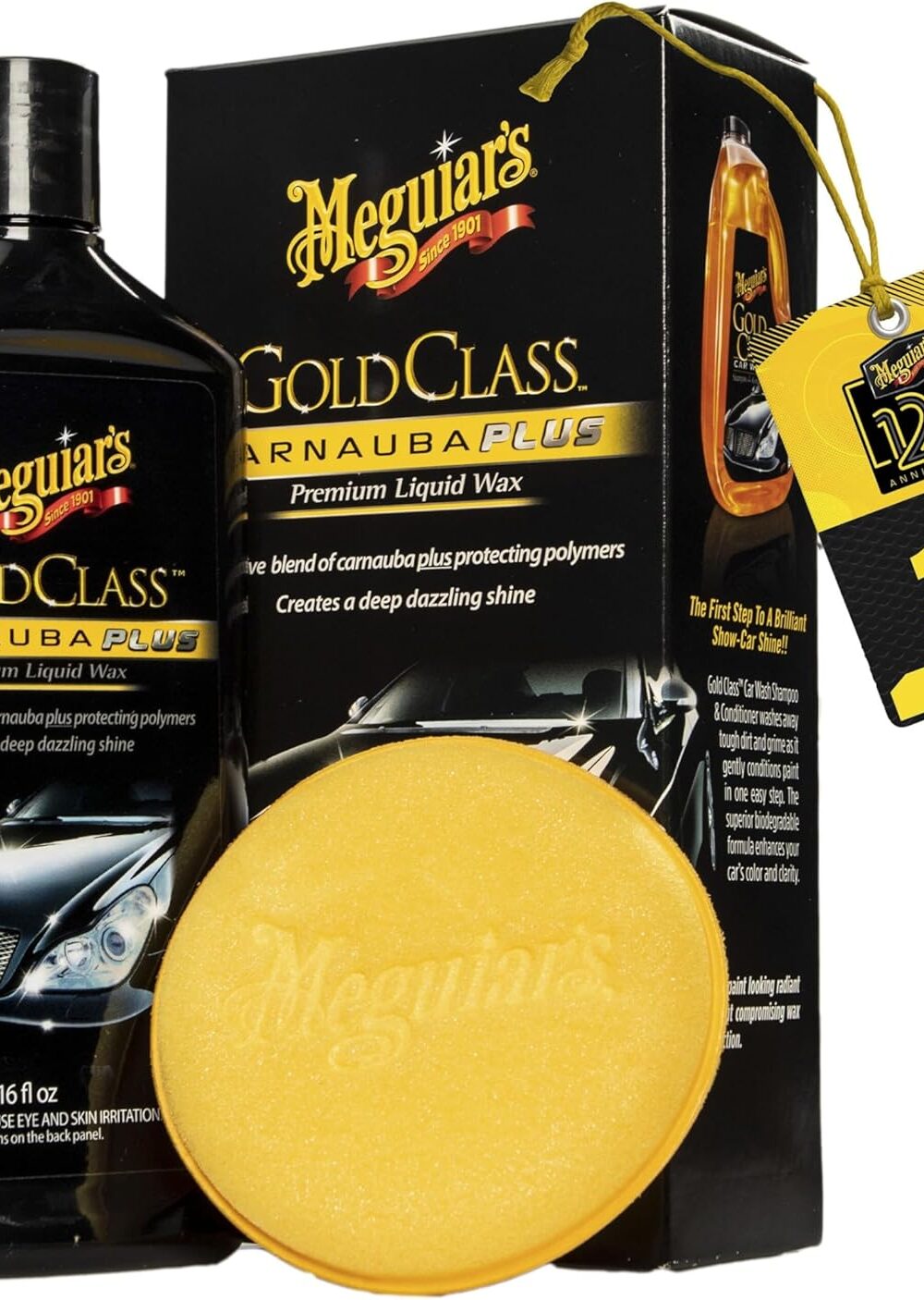Meguiar's Gold Class Carnauba Plus Premium Liquid Wax Kit, 16 Oz | Car Detailing Kit with a Pure Carnauba Wax Blend and a Foam Applicator Pad for Keeping Glossy Paint Protected Like a Pro