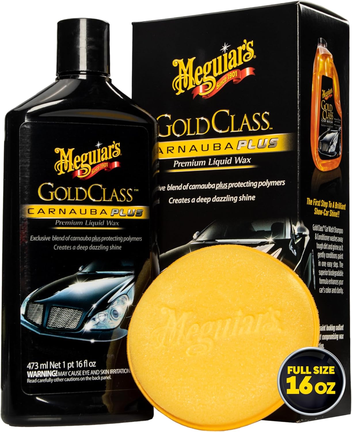 Meguiar's Gold Class Carnauba Plus Premium Liquid Wax Kit, 16 Oz | Car Detailing Kit with a Pure Carnauba Wax Blend and a Foam Applicator Pad for Keeping Glossy Paint Protected Like a Pro - Image 2