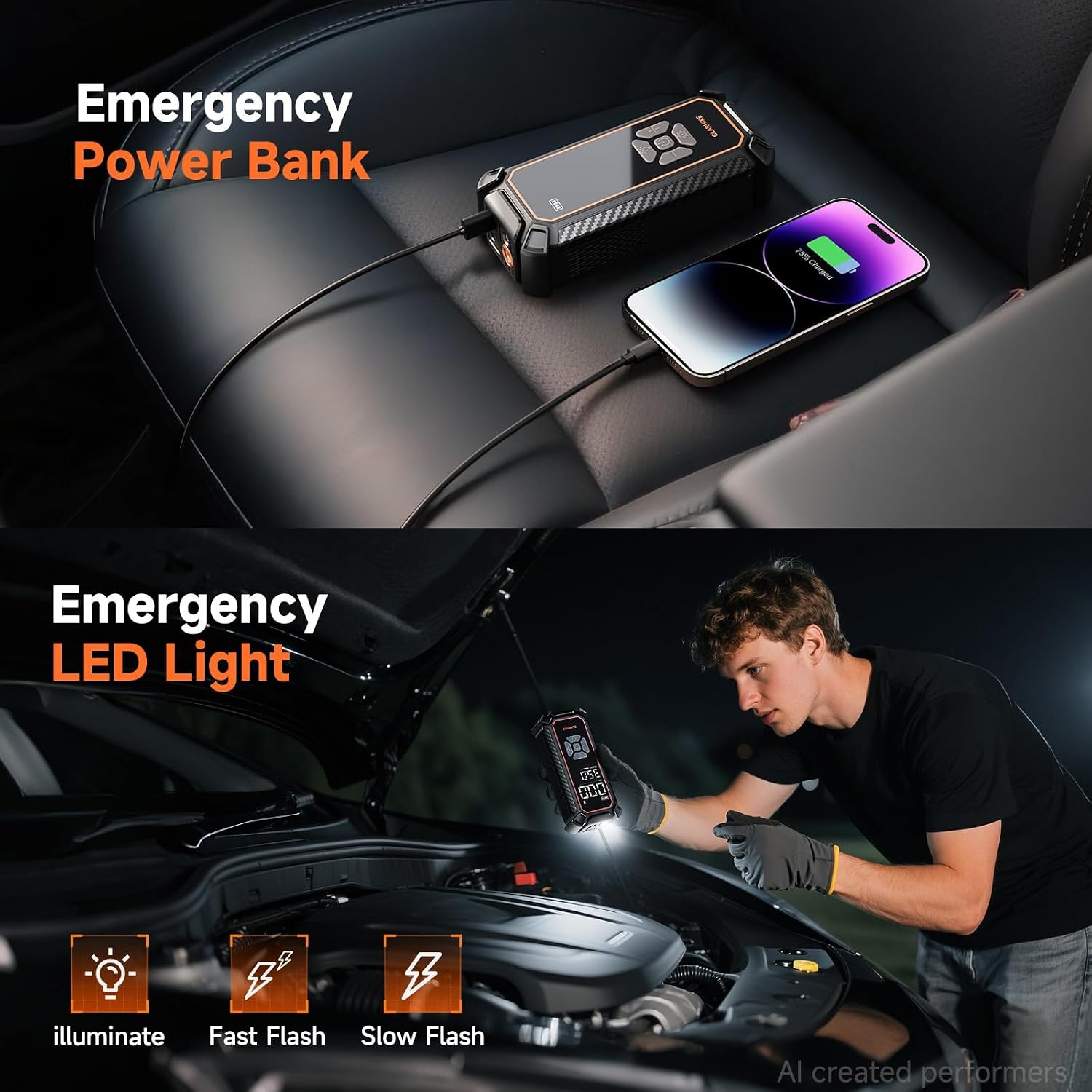 OlarHike Tire Inflator Portable Air Compressor, Dual Power-3 * 2000mAh & 12V DC | Lightning-Fast Inflation, Auto Shut-off, Cordless Air Pump for Car Tires, Bikes, Balls with LED & Digital Pressure Gauge - Image 11